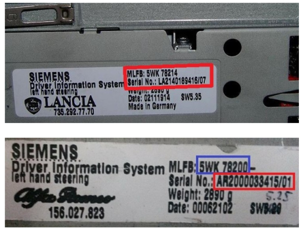 Radio Code BE2580 IDIS 5WK Simens Lancia Key Kode Alfa Romeo Continental